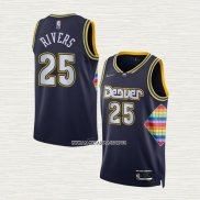 Austin Rivers NO 25 Camiseta Denver Nuggets Ciudad 2021-22 Azul