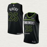 Austin Rivers NO 25 Camiseta Minnesota Timberwolves Statement 2022-23 Negro
