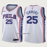 Ben Simmons NO 25 Camiseta Nino Philadelphia 76ers Association 2017-18 Blanco
