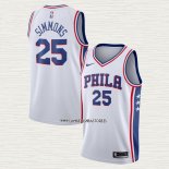 Ben Simmons NO 25 Camiseta Philadelphia 76ers Association Blanco