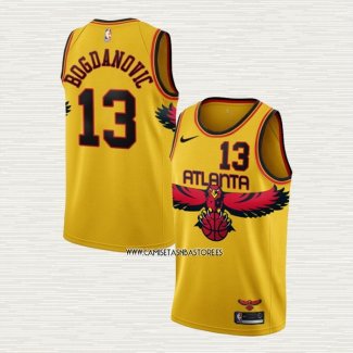 Bogdan Bogdanovic NO 13 Camiseta Atlanta Hawks Ciudad 2021-22 Amarillo