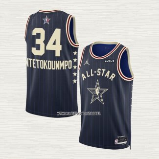 Giannis Antetokounmpo NO 34 Camiseta Milwaukee Bucks All Star 2024 Azul