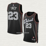 Jaden Ivey NO 23 Camiseta Detroit Pistons Ciudad 2023-24 Negro