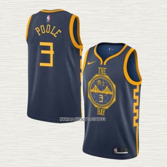 Jordan Poole NO 3 Camiseta Golden State Warriors Ciudad 2018-19 Azul