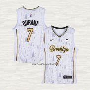 Kevin Durant NO 7 Camiseta Brooklyn Nets Christmas Blanco