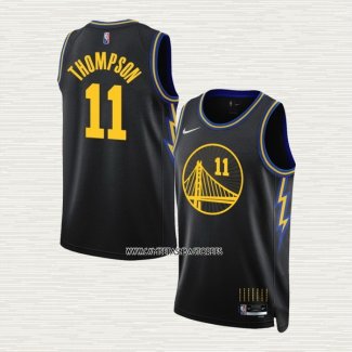 Klay Thompson NO 11 Camiseta Golden State Warriors Ciudad 2021-22 Negro