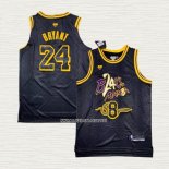 Kobe Bryant NO 8 24 Camiseta Los Angeles Lakers Black Mamba Snakeskin Negro