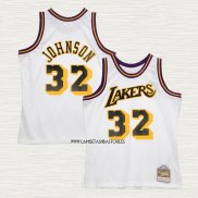 Magic Johnson NO 32 Camiseta Los Angeles Lakers Mitchell & Ness 1984-85 Blanco