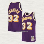 Magic Johnson NO 32 Camiseta Los Angeles Lakers Mitchell & Ness 1984 Violeta