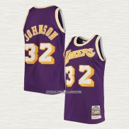 Magic Johnson NO 32 Camiseta Los Angeles Lakers Mitchell & Ness 1984 Violeta