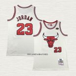 Michael Jordan NO 23 Camiseta Chicago Bulls Mitchell & Ness Chainstitch Crema