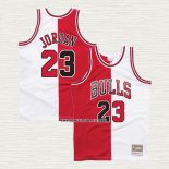 Michael Jordan NO 23 Camiseta Chicago Bulls Split Blanco Rojo