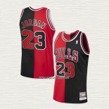 Michael Jordan NO 23 Camiseta Chicago Bulls Split Negro Rojo
