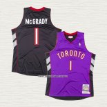Tracy McGrady NO 1 Camiseta Toronto Raptors Hardwood Classics Throwback Negro Violeta
