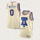 Tyrese Maxey NO 0 Camiseta Philadelphia 76ers Earned 2020-21 Crema