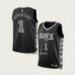 Victor Wembanyama NO 1 Camiseta Nino San Antonio Spurs Statement 2022-23 Negro