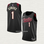 Anfernee Simons NO 1 Camiseta Portland Trail Blazers Ciudad 2023-24 Negro