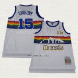 Carmelo Anthony NO 15 Camiseta Denver Nuggets Mitchell & Ness 2003-04 Blanco