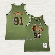 Dennis Rodman NO 91 Camiseta Chicago Bulls Mitchell & Ness 1997-98 Verde