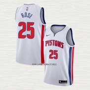 Derrick Rose NO 25 Camiseta Detroit Pistons Association 2018-19 Blanco