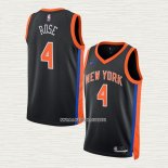 Derrick Rose NO 4 Camiseta New York Knicks Ciudad 2022-23 Negro