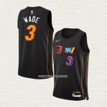 Dwyane Wade NO 3 Camiseta Miami Heat Ciudad 2021-22 Negro