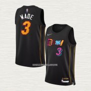 Dwyane Wade NO 3 Camiseta Miami Heat Ciudad 2021-22 Negro