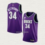 Giannis Antetokounmpo NO 34 Camiseta Milwaukee Bucks Classic 2022-23 Violeta