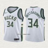 Giannis Antetokounmpo NO 34 Camiseta Nino Milwaukee Bucks Association Blanco