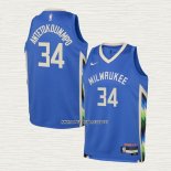 Giannis Antetokounmpo NO 34 Camiseta Nino Milwaukee Bucks Ciudad 2022-23 Azul