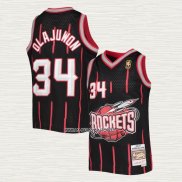 Hakeem Olajuwon NO 34 Camiseta Houston Rockets Mitchell & Ness 1996-97 Negro