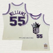 Jason Williams NO 55 Camiseta Sacramento Kings Mitchell & Ness Chainstitch Crema