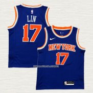 Jeremy Lin NO 17 Camiseta New York Knicks Icon Azul