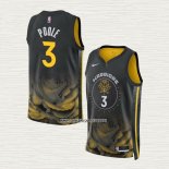 Jordan Poole NO 3 Camiseta Golden State Warriors Ciudad 2022-23 Negro