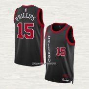 Julian Phillips NO 15 Camiseta Chicago Bulls Ciudad 2023-24 Negro