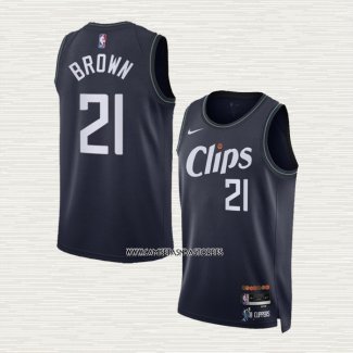 Kobe Brown NO 21 Camiseta Los Angeles Clippers Ciudad 2023-24 Azul