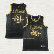 Kobe Bryant NO 24 8 Camiseta Los Angeles Lakers Black Mamba Negro