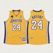 Kobe Bryant NO 24 Camiseta Los Angeles Lakers Hardwood Classics Amarillo