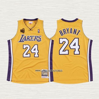 Kobe Bryant NO 24 Camiseta Los Angeles Lakers Hardwood Classics Amarillo