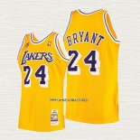Kobe Bryant NO 24 Camiseta Los Angeles Lakers Mitchell & Ness 60th Anniversary 2007-08 Amarillo