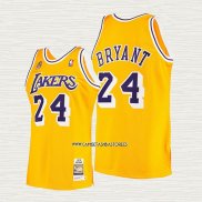 Kobe Bryant NO 24 Camiseta Los Angeles Lakers Mitchell & Ness 60th Anniversary 2007-08 Amarillo