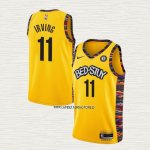 Kyrie Irving NO 11 Camiseta Brooklyn Nets Ciudad 2020-21 Amarillo