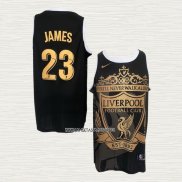 Lebron James NO 23 Camiseta Los Angeles Lakers Liverpool Negro