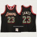 Lebron James NO 23 Camiseta Los Angeles Lakers Mitchell & Ness 2018-19 Negro