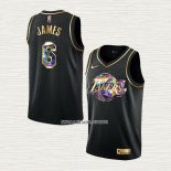 Lebron James NO 6 Camiseta Los Angeles Lakers Golden Edition 2021-22 Negro