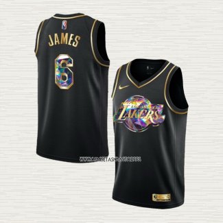 Lebron James NO 6 Camiseta Los Angeles Lakers Golden Edition 2021-22 Negro