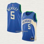 Malik Beasley NO 5 Camiseta Milwaukee Bucks Ciudad 2023-24 Azul