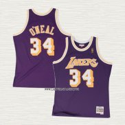 NO 34 Camiseta Los Angeles Lakers Hardwood Classics Throwback Violeta Shaquille O'Neal