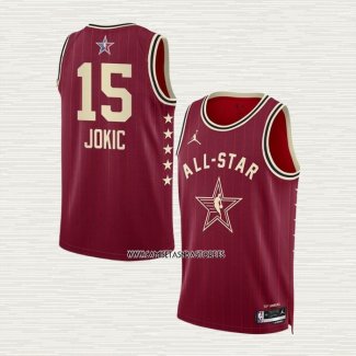 Nikola Jokic NO 15 Camiseta Denver Nuggets All Star 2024 Rojo