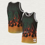 Ray Allen NO 34 Camiseta Milwaukee Bucks Flames Negro